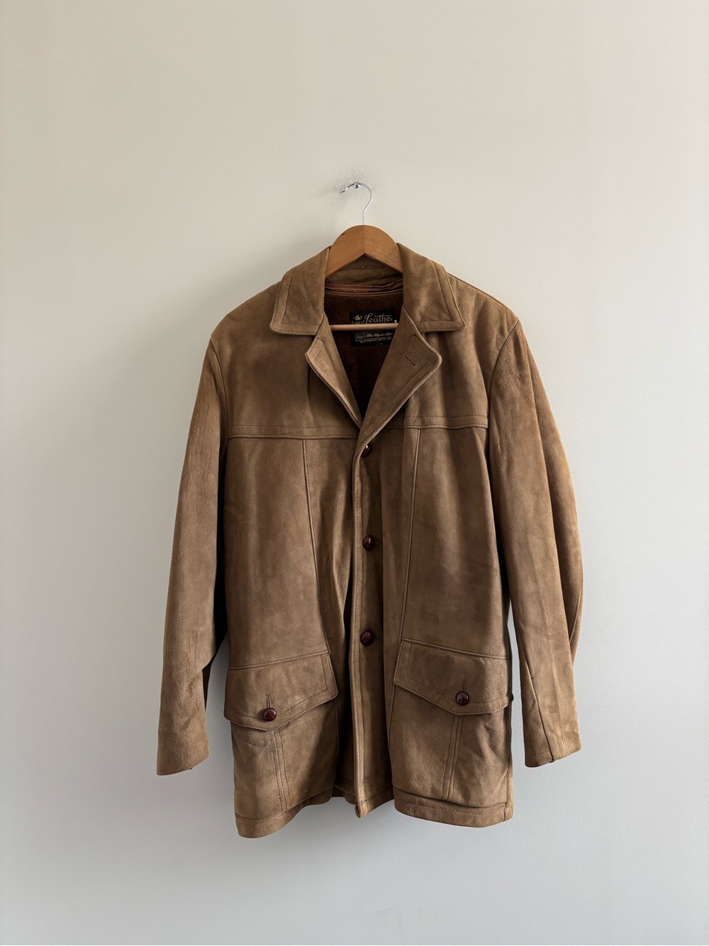 VTG 70s Sears The Leather Shop Jacket Brown Suede Faux Fur Men 40 Western Cowboy